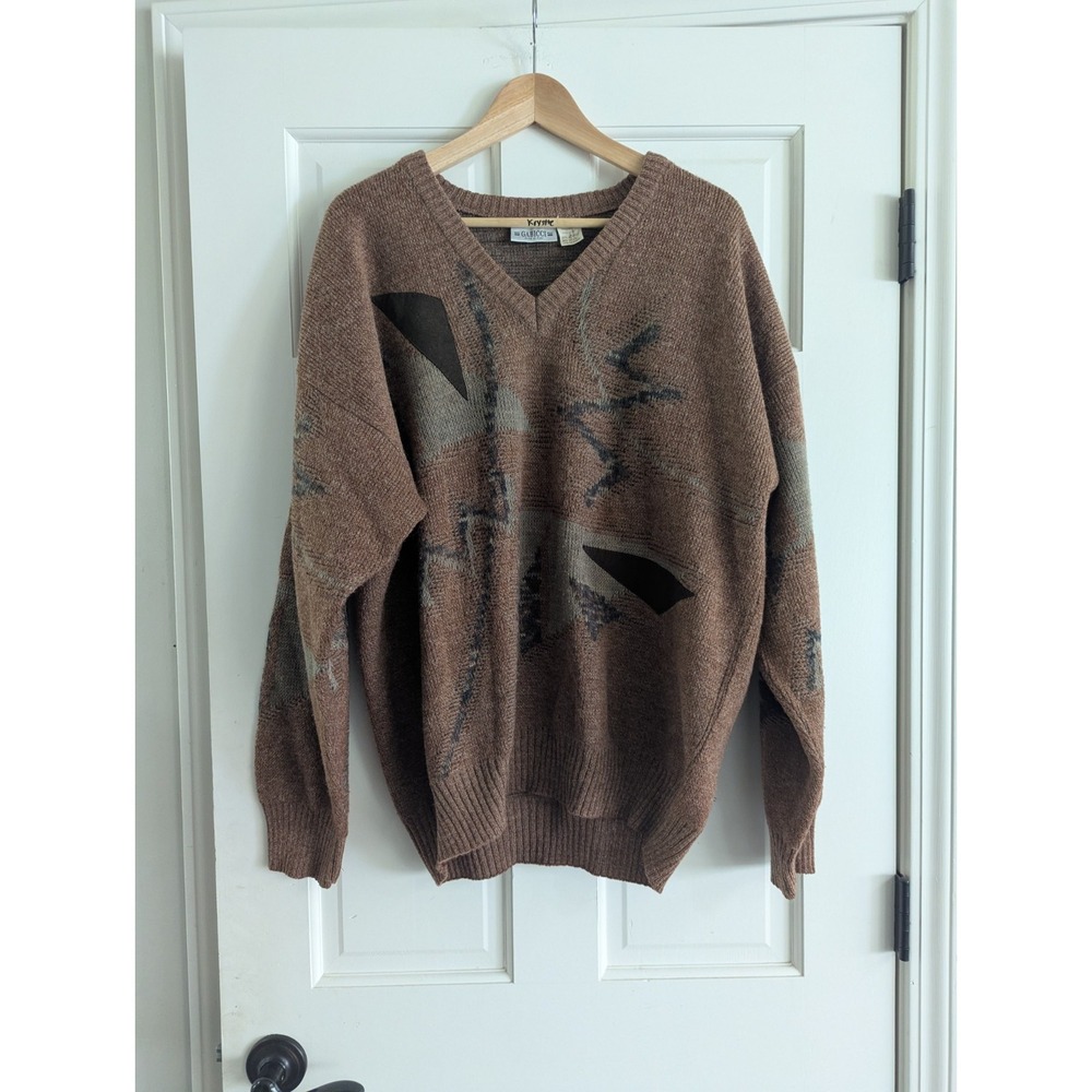 Vintage Italian Gabicci Sweater Mens Wool Mohair Blend Size L Large Grandpa Y2k
